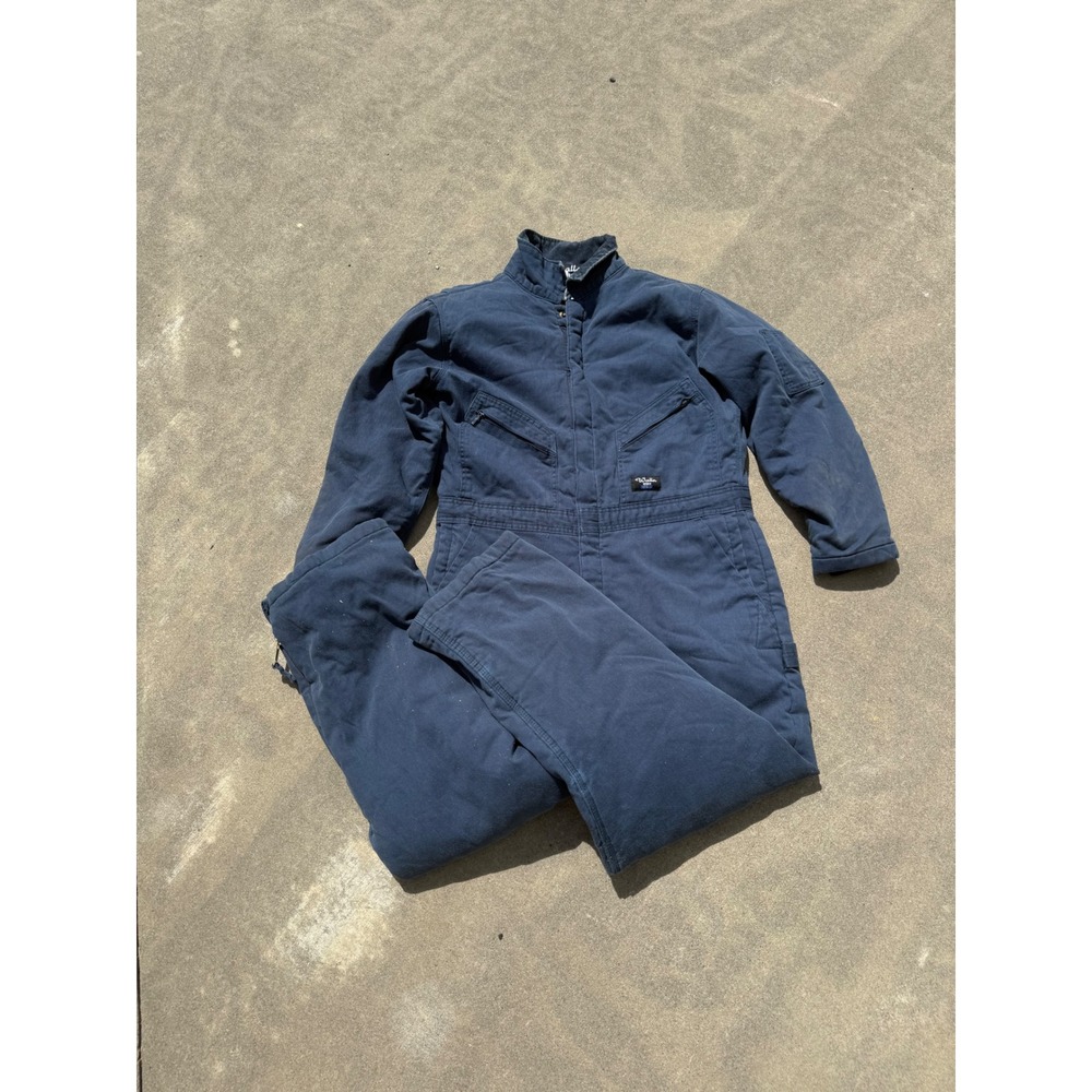 Walls Work Wear Insulated Coveralls Mens Large Regular Navy Quilt Lined Workwear